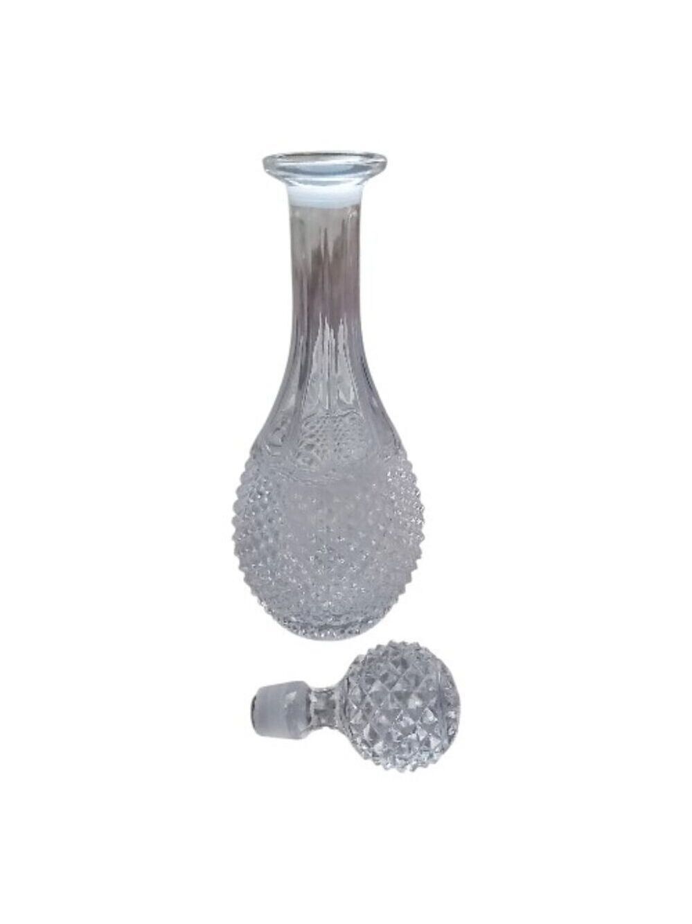 Vintage Crystal Decanter Pineapple Hobnail Cut Glass Stopper 13" Tall Clear